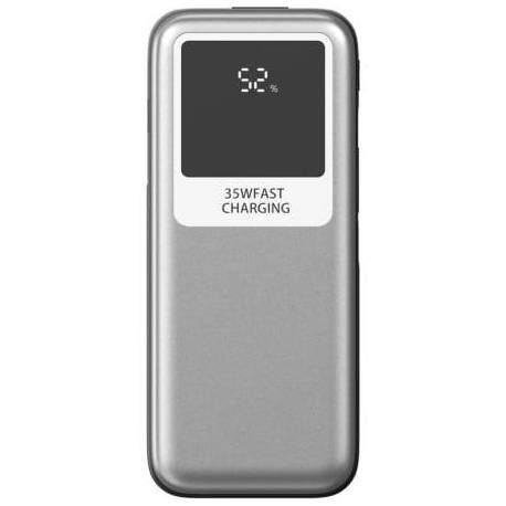 POWERBANK 10000MAH LEOTEC LEPOW35W10S/ 35W/ PLATA Y GRIS/ INCLUYE CABLE USB TIPO-C Y LIGHTNING