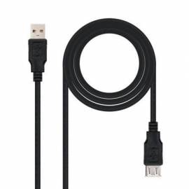 CABLE ALARGADOR USB 2.0 NANOCABLE 10.01.0203-BK/ USB MACHO - USB HEMBRA/ 1.8M/ NEGRO