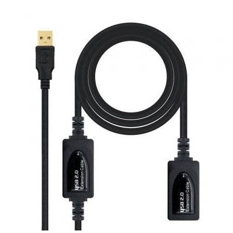 CABLE ALARGADOR USB 2.0 NANOCABLE 10.01.0212/ USB MACHO - USB HEMBRA/ 10M/ NEGRO