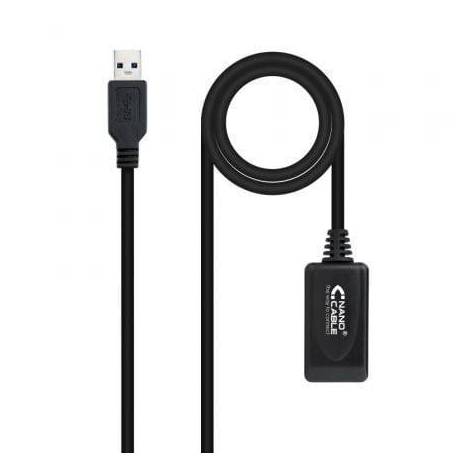 CABLE ALARGADOR USB 3.0 CON AMPLIFICADOR NANOCABLE 10.01.0311/ USB MACHO - USB HEMBRA/ 5M/ NEGRO