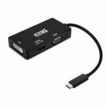 CONVERSOR NANOCABLE 10.16.4301-BK/ USB TIPO-C MACHO - VGA HEMBRA/ DVI HEMBRA/ HDMI HEMBRA/ 10CM/ NEGRO