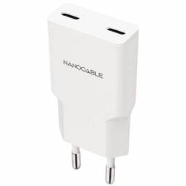 CARGADOR DE PARED NANOCABLE 10.10.2029/ 2XUSB TIPO-C/ 30W/ BLANCO