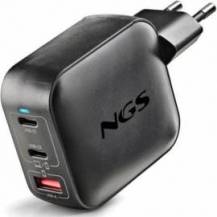 CARGADOR DE PARED GAN NGS BUD100WTINY 100W/ 2XUSB TIPO-C/ 1XUSB/ 100W