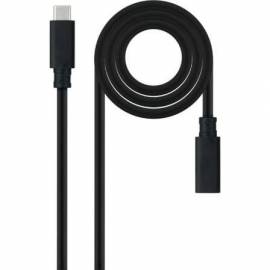 CABLE ALARGADOR USB TIPO-C 3.2 NANOCABLE 10.01.4500/ USB TIPO-C MACHO - USB TIPO-C HEMBRA/ 50CM/ NEGRO