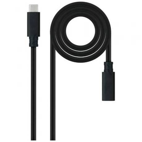 CABLE ALARGADOR USB TIPO-C 3.2 NANOCABLE 10.01.4500/ USB TIPO-C MACHO - USB TIPO-C HEMBRA/ 50CM/ NEGRO