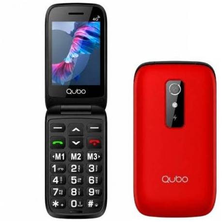 TELÉFONO MÓVIL QUBO P-220RD 4G PARA PERSONAS MAYORES/ ROJO