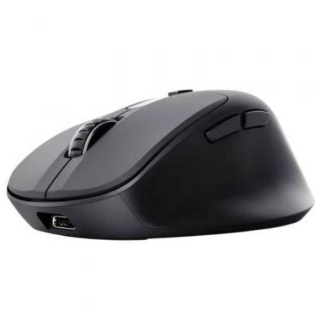 RATÓN ERGONÓMICO INALÁMBRICO TRUST ZEVO 25991/ BATERÍA RECARGABLE/ HASTA 4000 DPI/ NEGRO