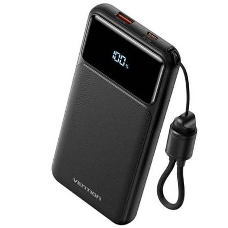 POWERBANK 10000MAH VENTION XGYB0-39-TY/ 22.5W/ NEGRO/ INCLUYE CABLE USB TIPO-C