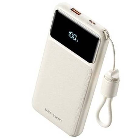 POWERBANK 10000MAH VENTION XGYW0-39-TY/ 22.5W/ BLANCA/ INCLUYE CABLE USB TIPO-C