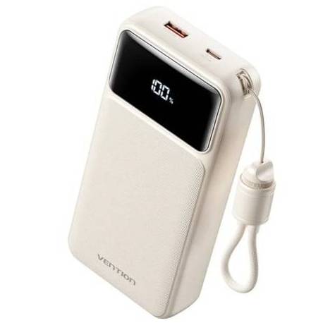 POWERBANK 20000MAH VENTION XGYW0-40-TY/ 22.5W/ BLANCA/ INCLUYE CABLE USB TIPO-C