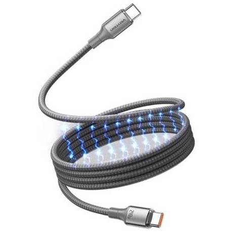 CABLE MAGNÉTICO USB 2.0 TIPO-C 5A VENTION TSAJG/ USB TIPO-C MACHO - USB TIPO-C MACHO/ HASTA 240W/ 480MBPS/ 1.5M/ TITANIO