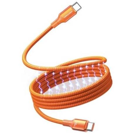 CABLE MAGNÉTICO USB 2.0 TIPO-C 5A VENTION TSAOF/ USB TIPO-C MACHO - USB TIPO-C MACHO/ HASTA 240W/ 480MBPS/ 1M/ NARANJA