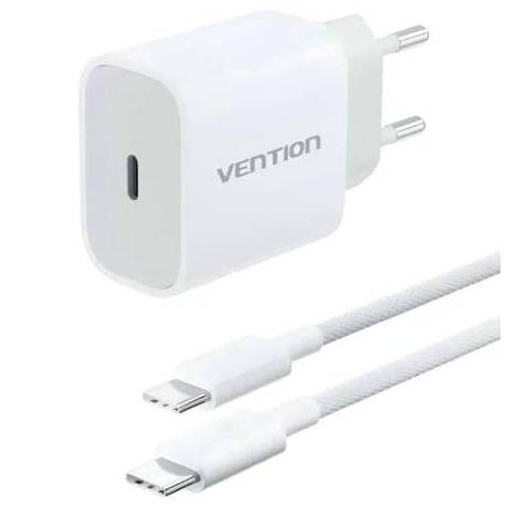 CARGADOR DE PARED VENTION G16W0-EU/ 1XUSB TIPO-C + CABLE USB TIPO-C/ 20W