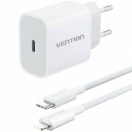 CARGADOR DE PARED VENTION G17W0-EU/ 1XUSB TIPO-C + CABLE LIGHTNING/ 20W