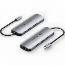 DOCKING USB TIPO-C VENTION TQLHB/ 1XHDMI 4K/ 3XUSB/ 1XUSB TIPO-C PD/ 1XRJ45/ 1XJACK 3.5MM/ 1XLECTOR DE TARJETAS/ GRIS
