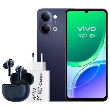 SMARTPHONE VIVO Y21 4GB/ 256GB/ 6.74'/ 5G/ NEGRO/ INCLUYE CARGADOR + AURICULARES