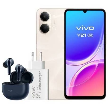SMARTPHONE VIVO Y21 4GB/ 256GB/ 6.74'/ 5G/ ORO/ INCLUYE CARGADOR + AURICULARES