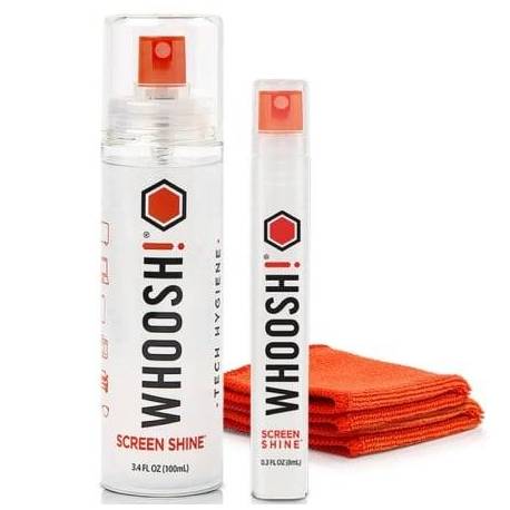 KIT LIMPIADOR DE PANTALLAS WHOOSH KIT DUO WSH004/ SPRAY 100ML + SPRAY 8ML + 2 PAÑOS MICROFIBRA