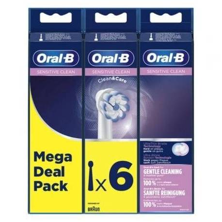 CABEZAL DE RECAMBIO BRAUN PARA CEPILLO BRAUN ORAL-B SENSITIVE CLEAN/ PACK 6 UDS