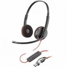 AURICULARES POLY BLACKWIRE 3220 + ADAPTADOR USB-C/A/ CON MICRÓFONO/ USB TIPO-C/ NEGRO