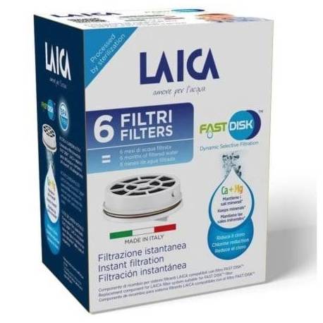FILTRO DE CARBÓN FAST DISK LAICA FD06A/ PACK DE 6 UNIDADES/ COMPATIBILIDAD FLOWN GO