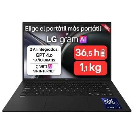 PORTÁTIL LG GRAM 14ZD90U-G.AX85BN INTEL CORE ULTRA 7-355/ 32GB/ 512GB SSD/ 14'/ SIN SISTEMA OPERATIVO