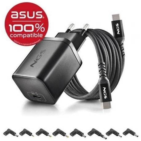 CARGADOR DE PORTÁTIL GAN NGS BUD65W-AS PARA ASUS/ 1XUSB TIPO-C/ 65W/ AUTOMÁTICO/ 8 CONECTORES/ VOLTAJE 5-20V