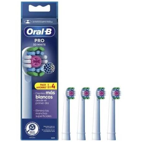 CABEZAL DE RECAMBIO BRAUN PARA CEPILLO BRAUN ORAL-B 3D WHITE/ PACK 4 UDS