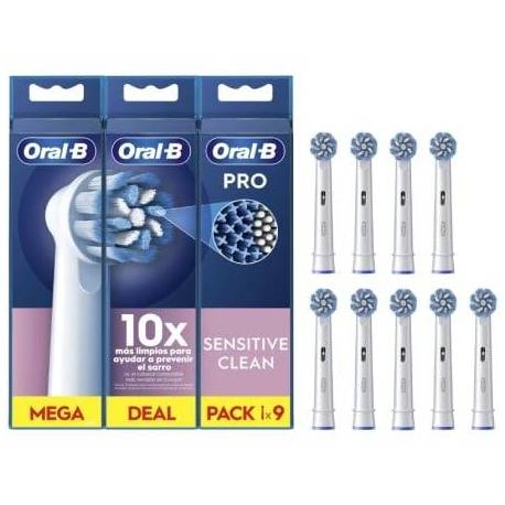 CABEZAL DE RECAMBIO BRAUN PARA CEPILLO BRAUN ORAL-B SENSITIVE CLEAN/ PACK 9 UDS