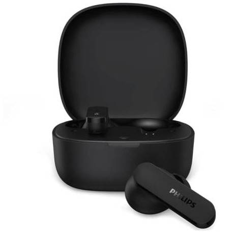 AURICULARES BLUETOOTH PHILIPS TAT2100BK CON ESTUCHE DE CARGA/ AUTONOMÍA 8H/ NEGROS