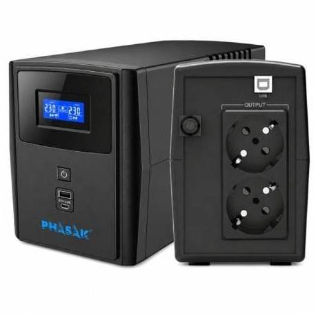 SAI LÍNEA INTERACTIVA PHASAK SIRIUS 1000 VA INTERACTIVE/ 1000VA-600W/ 2 SALIDAS/ FORMATO TORRE