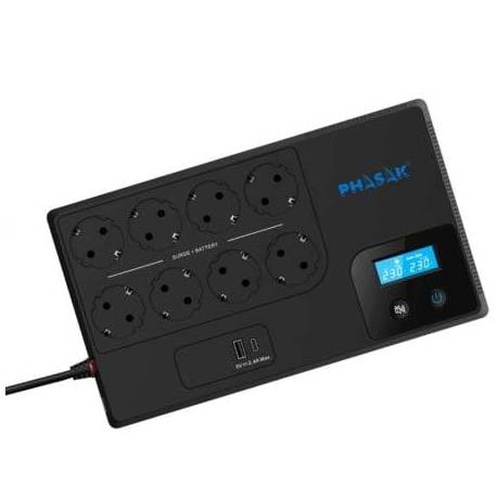 SAI LÍNEA INTERACTIVA PHASAK SMART HOME 1050VA/ 1050VA-600W/ 8 SALIDAS/ FORMATO BLOQUE