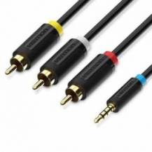 CABLE ESTÉREO VENTION BCBBG/ JACK 3.5 MACHO - 3X RCA MACHO/ 1.5M/ NEGRO