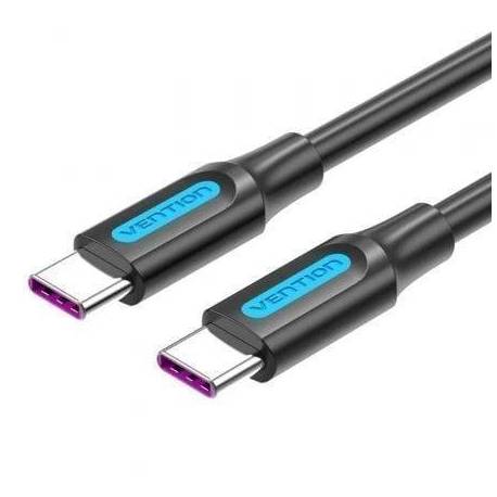 CABLE USB 2.0 TIPO-C VENTION COTBD/ USB TIPO-C MACHO - USB TIPO-C MACHO/ HASTA 100W/ 480MBPS/ 50CM/ NEGRO