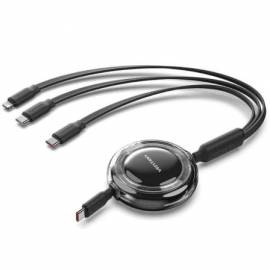 CABLE USB TIPO-C 2.0 5A VENTION TRKBBE/ USB TIPO-C MACHO - 3X USB TIPO-C MACHO/ HASTA 100W/ 480MBPS/ 1.1M/ NEGRO