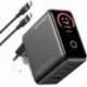 CARGADOR DE PARED GAN VENTION TZ-FCOH0-EU/ 3XUSB TIPO-C + CABLE USB TIPO-C/ 1XUSB/ 140W