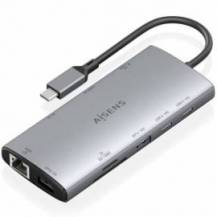 DOCKING USB TIPO-C AISENS ASUC-10P050-GR/ 1XDISPLAYPORT/ 1XHDMI 4K/ 1XRJ45/ 2XUSB/ 2XUSB TIPO-C/ 1XUSB TIPO-C PD/ 1XLECTOR DE
