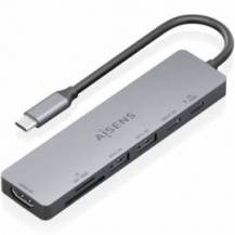 DOCKING USB TIPO-C AISENS ASUC-7P048-GR/ 1XHDMI 4K/ 2XUSB/ 1XUSB TIPO-C/ 1XUSB TIPO-C PD/ 1X LECTOR DE TARJETAS/ GRIS
