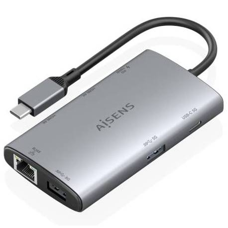 DOCKING USB TIPO-C AISENS ASUC-7P049-GR/ 2XHDMI 4K/ 1XRJ45/ 2XUSB/ 1XUSB TIPO-C/ 1XUSB TIPO-C PD/ GRIS