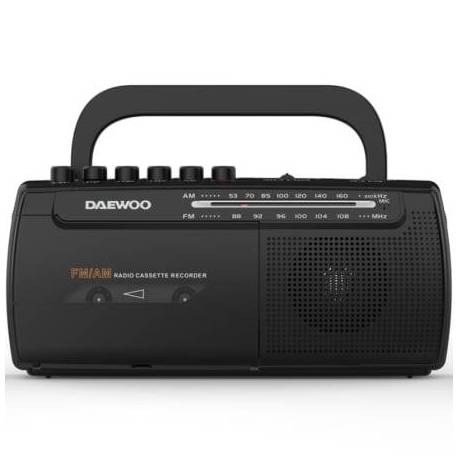 RADIO CASSETE DAEWOO DW1108/ CON CABLE/ A PILAS/ NEGRA