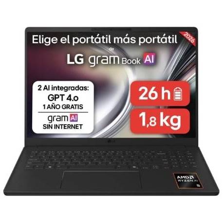 PORTÁTIL LG GRAM 16UD55U-G.AX85BN RYZEN AI 7 445/ 32GB/ 512GB SSD/ 16'/ SIN SISTEMA OPERATIVO
