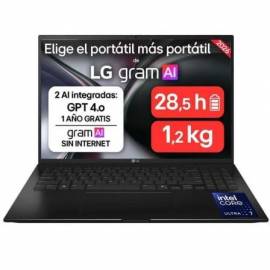 PORTÁTIL LG GRAM 16ZD90TL-G.AX85BN INTEL CORE ULTRA 7-258V/ 32GB/ 512GB SSD/ 16'/ SIN SISTEMA OPERATIVO