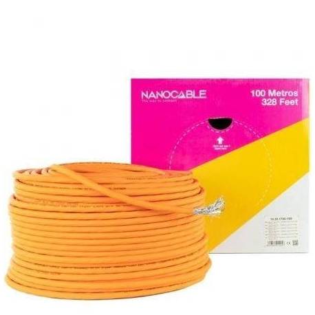 BOBINA DE CABLE SFTP PIMF AWG23 NANOCABLE 10.20.1700-100 CAT.7/ 100M/ NARANJA