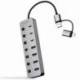 HUB USB + USB TIPO-C NANOCABLE 10.16.4510/ 4XUSB/ 3XUSB TIPO-C/ 1XUSB TIPO-C PD/ GRIS