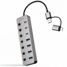 HUB USB + USB TIPO-C NANOCABLE 10.16.4510/ 4XUSB/ 3XUSB TIPO-C/ 1XUSB TIPO-C PD/ GRIS
