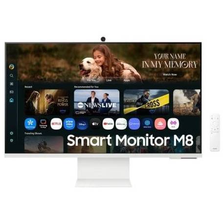 SMART MONITOR SAMSUNG M8 M80F S32FM801UU 32'/ 4K/ MULTIMEDIA/ REGULABLE EN ALTURA/ SMART TV/ WEBCAM/ BLANCO