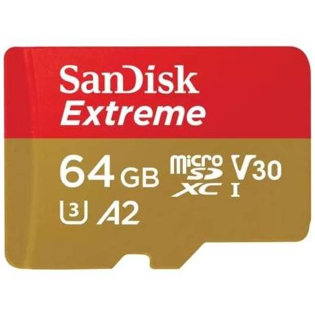 TARJETA DE MEMORIA SANDISK EXTREME 64GB MICROSD XC UHS-I CON ADAPTADOR/ CLASE 10/ 170MBS