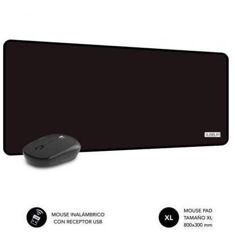 SET RATÓN INALÁMBRICO Y ALFOMBRILLA SUBBLIM HARMONY BLACK/ HASTA 1200 DPI