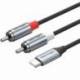 CABLE ESTÉREO VENTION BIKHF/ USB TIPO-C MACHO - 2X RCA MACHO/ 1M/ GRIS