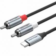 CABLE ESTÉREO VENTION BIKHF/ USB TIPO-C MACHO - 2X RCA MACHO/ 1M/ GRIS